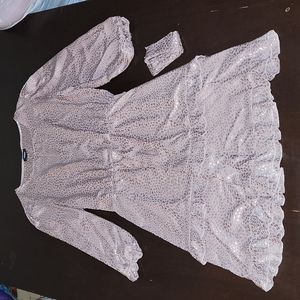 Satiny Metallic Mauve Tiered Ruffle Boho Prairiecore Peasant Party Dress M